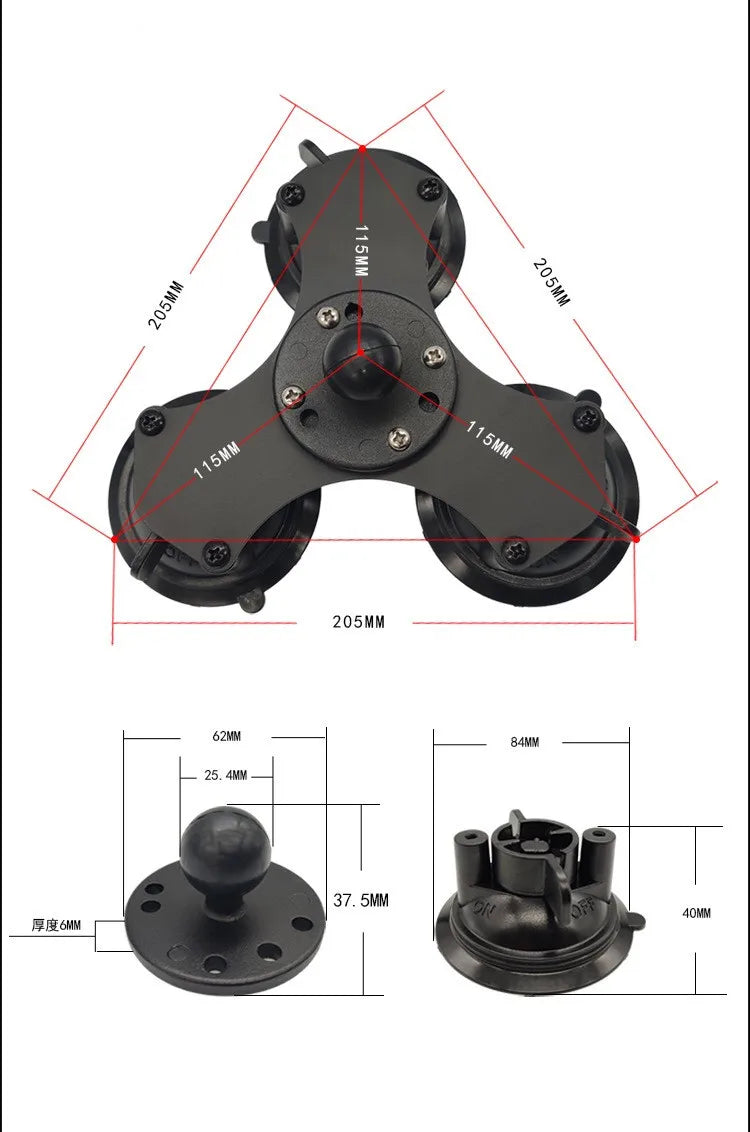 Heavy duty dual tablet suction cup mount with 1 inch ball head for ipad mini air 1 2 3 4