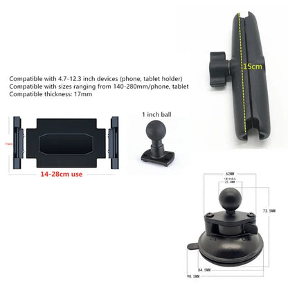 Heavy duty dual tablet suction cup mount with 1 inch ball head for ipad mini air 1 2 3 4