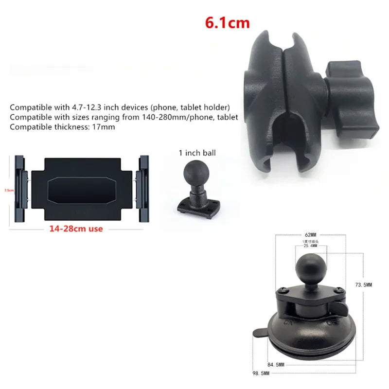 Heavy duty dual tablet suction cup mount with 1 inch ball head for ipad mini air 1 2 3 4