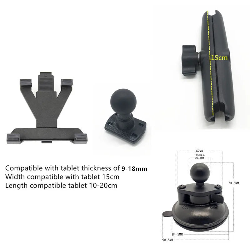 Heavy duty dual tablet suction cup mount with 1 inch ball head for ipad mini air 1 2 3 4