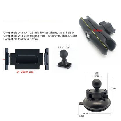 Heavy duty dual tablet suction cup mount with 1 inch ball head for ipad mini air 1 2 3 4